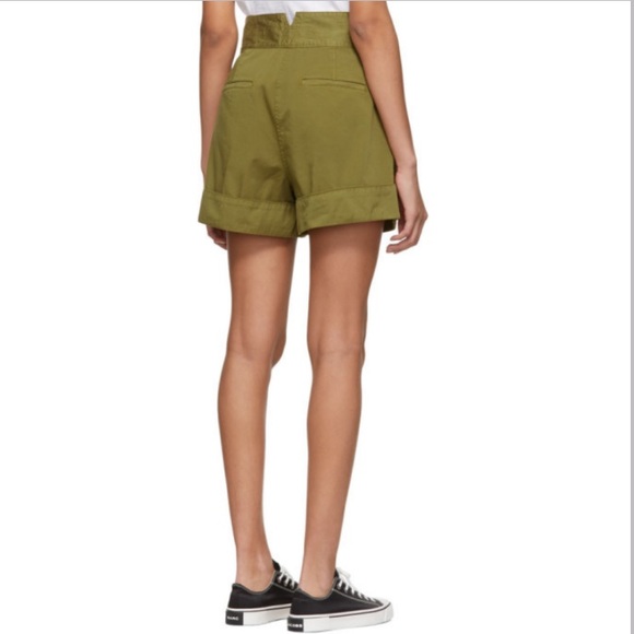 Rag & Bone Shorts Mandy Cotton Khaki Shorts High Rise Rolled Cuffs Military - Picture 5 of 10